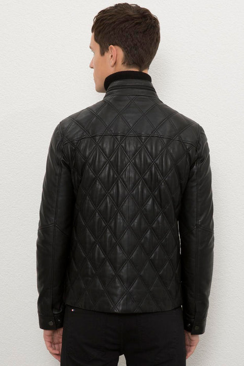 Us Polo  Assn Men  Black Leather Jacket