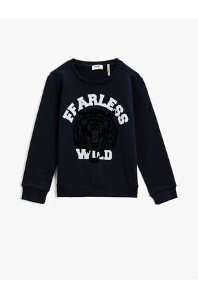 Koton Boys Navy Blue Printed Sweatshirt