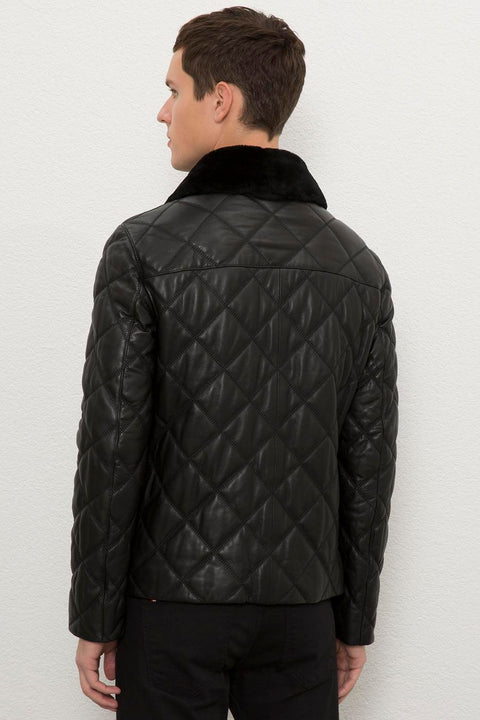 Us Polo  Assn Men  Black Leather Jacket