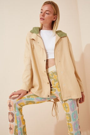 Happiness Ist. Women's Cream Seasonal Gabardine Oversize Jacket