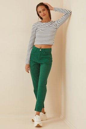 Happiness Ist. Women's Green High Waist Mom Jeans