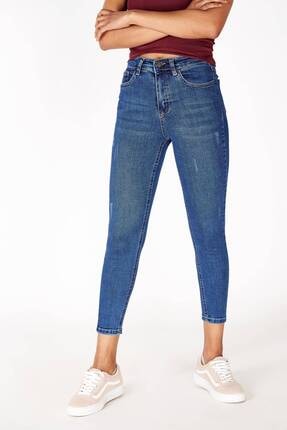 Addax Women's Light Denim Color High Waist Trousers Jean