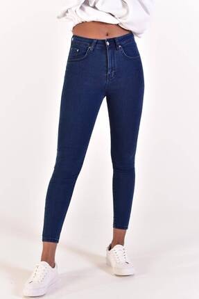 Addax Women's Dark Denim High Waist Trousers