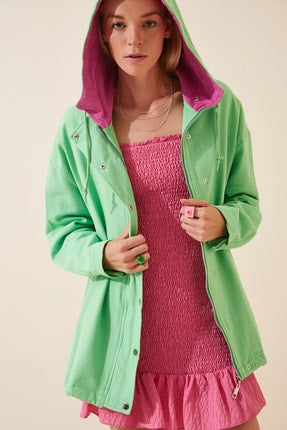 Happiness Ist. Women's Green Seasonal Gabardine Oversize Jacket