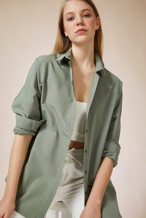 Happiness Ist. Women's Khaki Oversize Long Basic Shirt DD00842