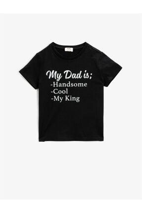Koton Kids Girls' Black Printed Short Sleeved Cotton T-Shirt