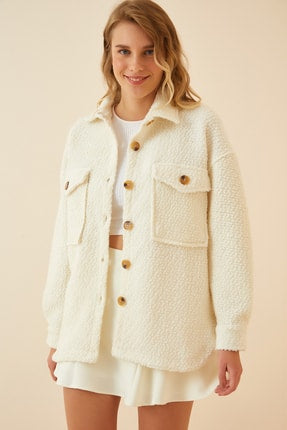 Happiness Ist. Women's Bone Oversize Boucle Shirt Jacket