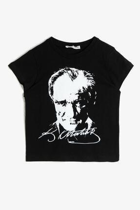 Koton Kids Black Ataturk Printed T-Shirt for Girls