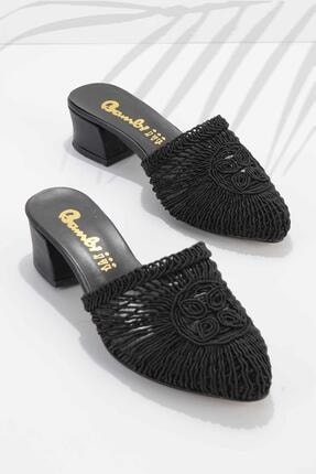 Bambi Black Knitted Women's Slippers