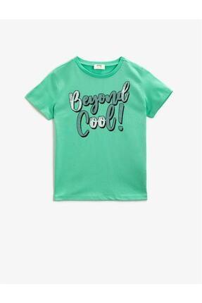 Koton Kids Girl's Green Printed T-Shirt