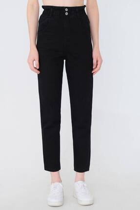 Addax Women's Anthracite High Waist Button Detailed Jean