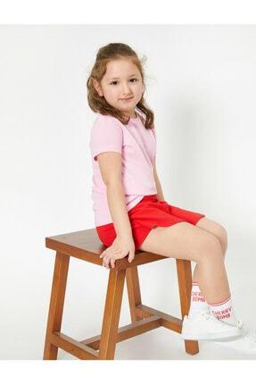 Koton Kids Girls' Pink Cycling Collar T-Shirt