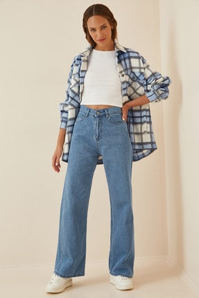 Happiness Ist. Women's Blue Long Wide Leg Jean