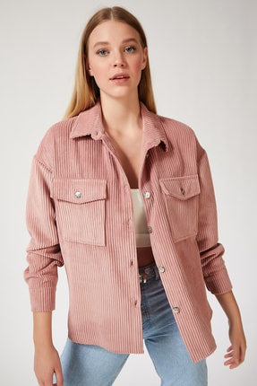 Happiness Ist. Women's Pink Velvet Lightweight Oversize Shirt DD00768