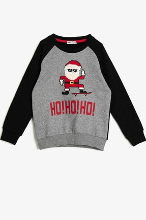 Koton Boys Black Plush Buttoned Bomber Collar Sweatshirt