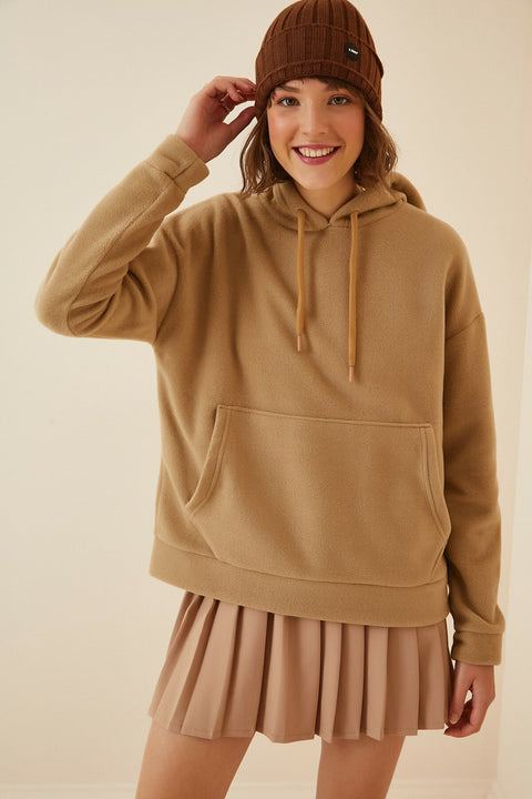 Happiness Women's Biscuit Hooded Winter Fleece Sweatshirt