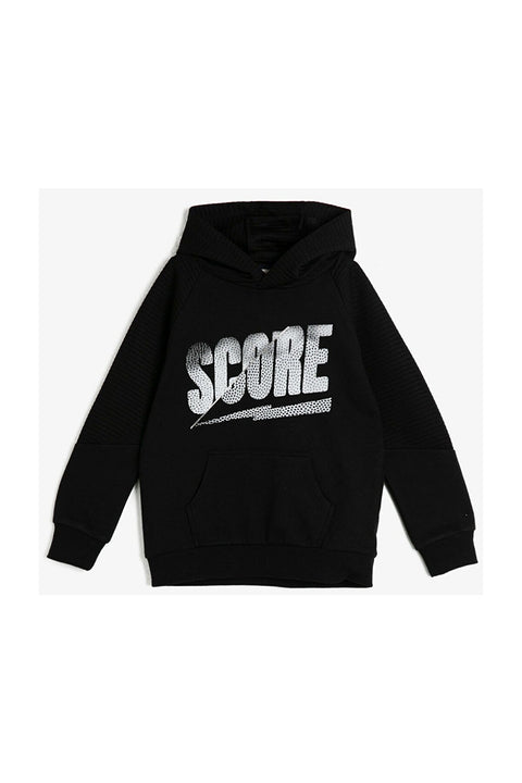 Koton Boys Black Plush Buttoned Bomber Collar Sweatshirt