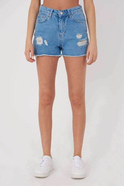 Addax Women's Blue Denim Shorts