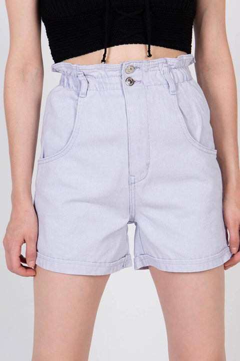 Addax Women's Lilac Elastic Waist Shorts