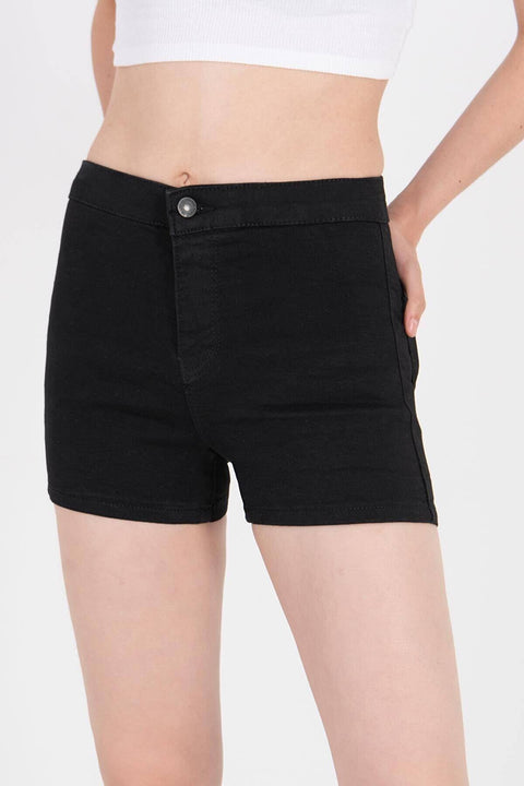Addax Women's Black High Waist Shorts
