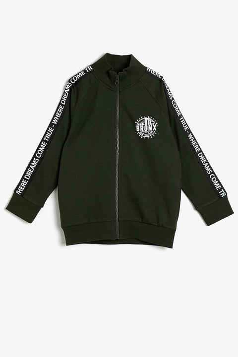 Koton Boys Green Zipper Detailed Sweatshirt