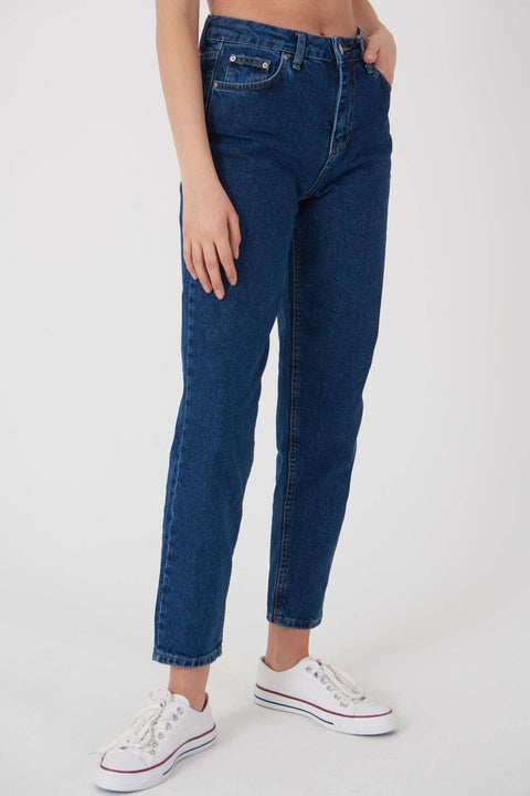 Addax Women's Denim Color Mom Jeans