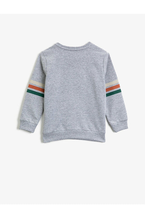 Koton Boys Gray Crew Neck Animal Figured Long Sleeve Sweatshirt