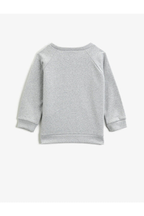 Koton Boys Gray Crew Neck Long Sleeve Printed Sweatshirt