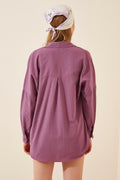 Happiness Ist. Women's Dark Lilac Oversize Long Basic Shirt DD00842