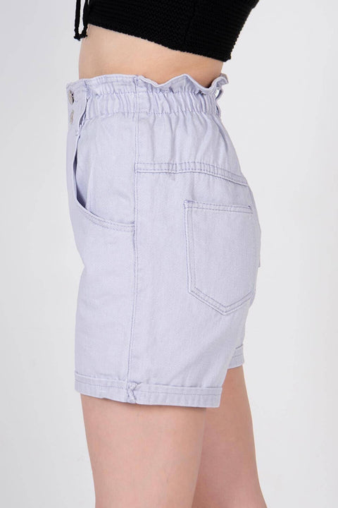 Addax Women's Lilac Elastic Waist Shorts