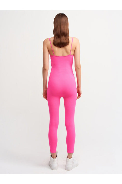 Dilvin Women's Neon Fuchsia Strap Jumpsuit