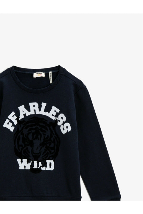 Koton Boys Navy Blue Printed Sweatshirt