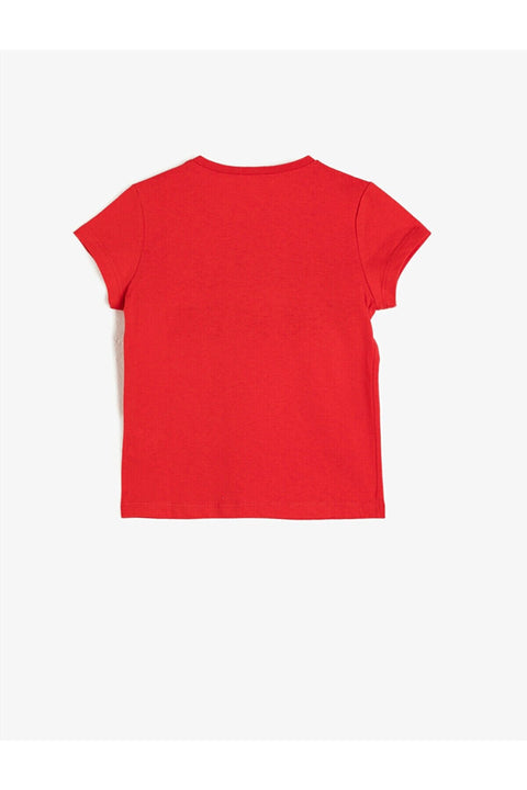 Koton Kids Girl's Red Printed T-shirt