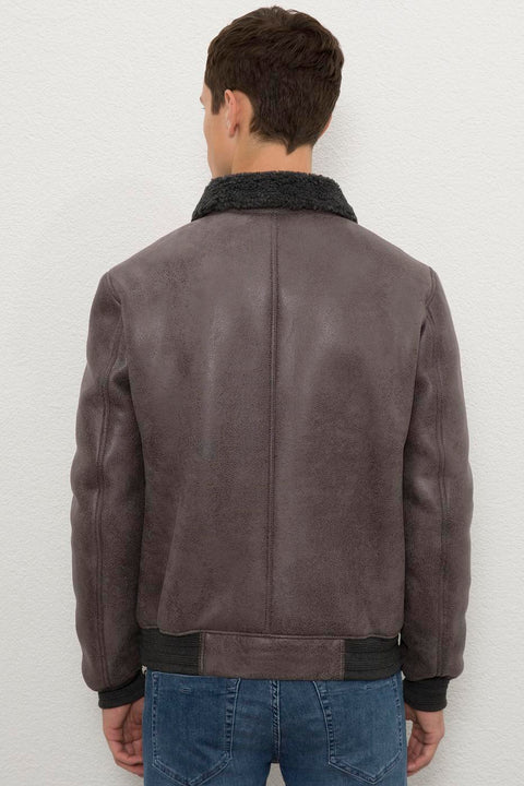 Us Polo  Assn Men  Gray Leather Jacket