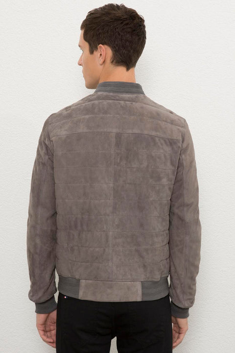 Us Polo  Assn Men  Gray Leather Jacket