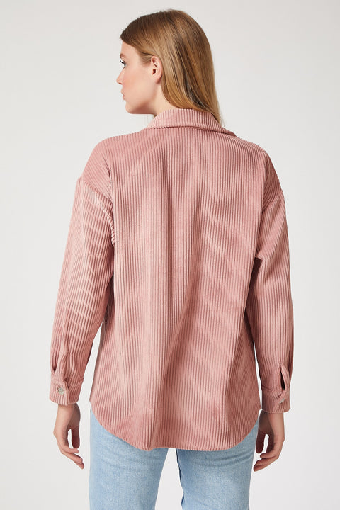 Happiness Ist. Women's Pink Velvet Lightweight Oversize Shirt DD00768