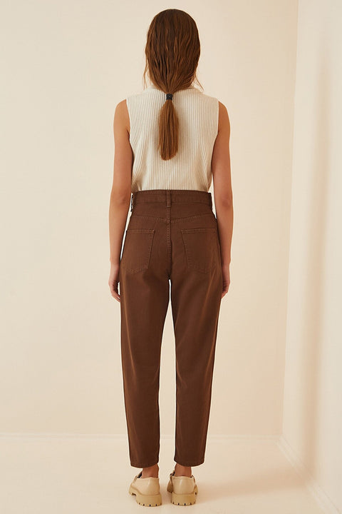 Happiness Ist. Women's Brown High Waist Mom Jeans