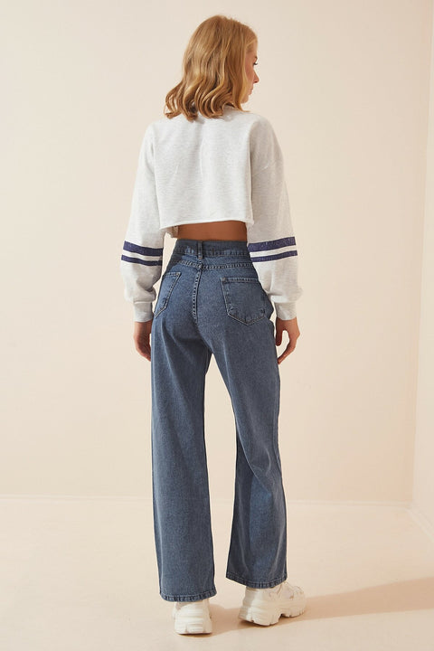 Happiness Ist. Women's Medium Blue Long Wide Leg Jean