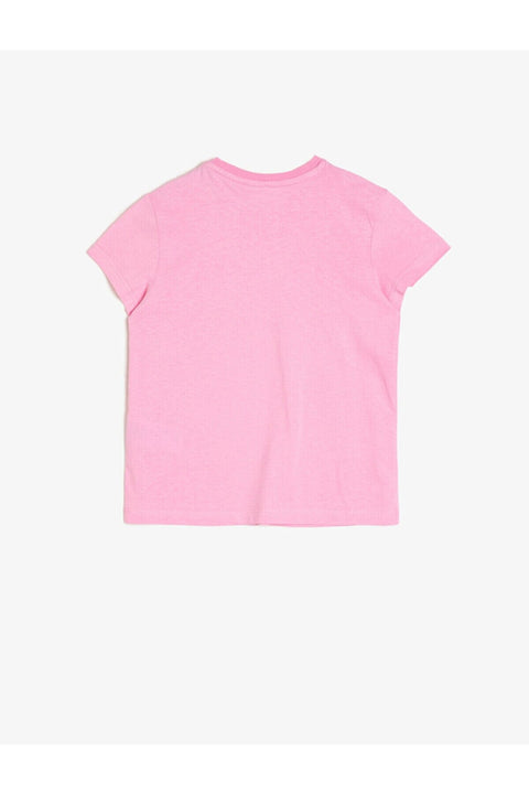 Koton Kids Girls' Pink Cycling Collar T-Shirt