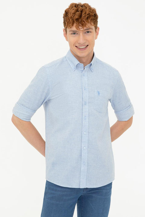 Us Polo Assn Men's Blue Shirt Long Sleeve 50237202-VR003