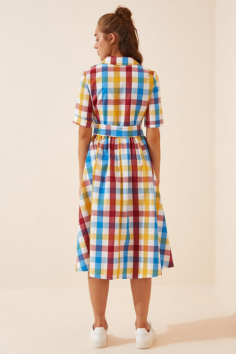 Happiness Ist. Women's Blue Belted Shirt Dress