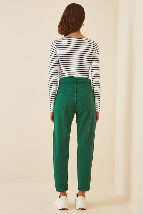 Happiness Ist. Women's Green High Waist Mom Jeans