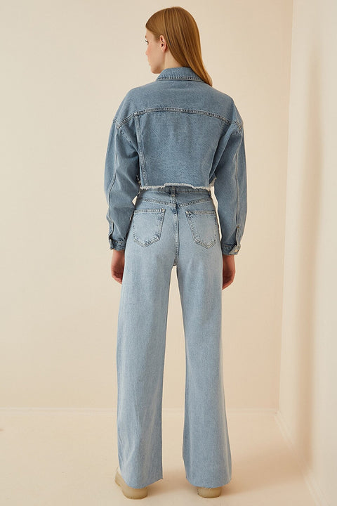 Happiness Ist. Women's Ice Blue Ripped Detailed High Waist Mom Jeans