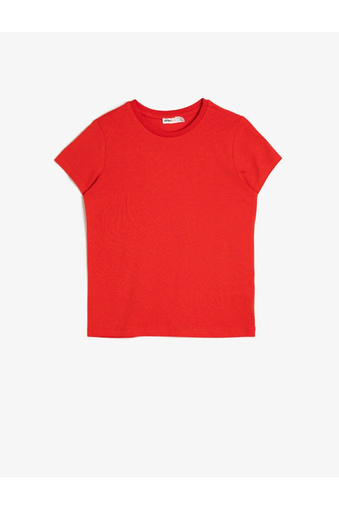 Koton Kids Red Boys Red Crew Neck T-Shirt for Girls