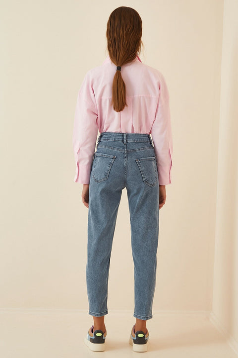 Happiness Ist. Women's Medium Blue High Waist Slim Fit Jean