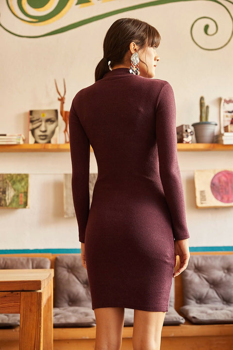 Olalook Women's Plum Lycra Raised Camisole Dress