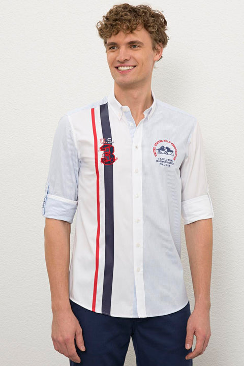 Us Polo Assn Men's White Shirt Long Sleeve 50219356-VR013