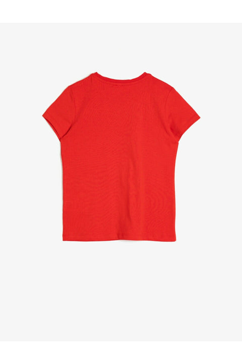 Koton Kids Red Boys Red Crew Neck T-Shirt for Girls