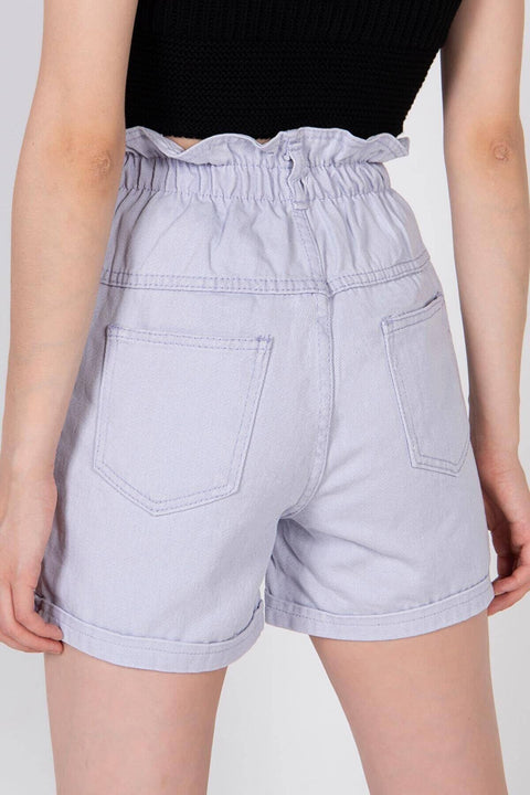 Addax Women's Lilac Elastic Waist Shorts