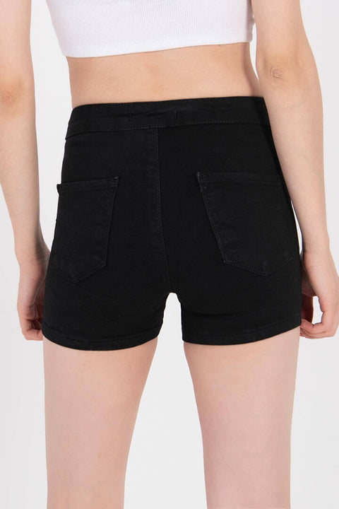 Addax Women's Black High Waist Shorts